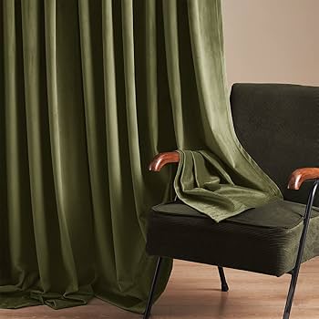 Bagaille VELOURS CURTAIN ★ GREEN Amazon.com: Aljctns Emerald Green Velvet Curtains for Living