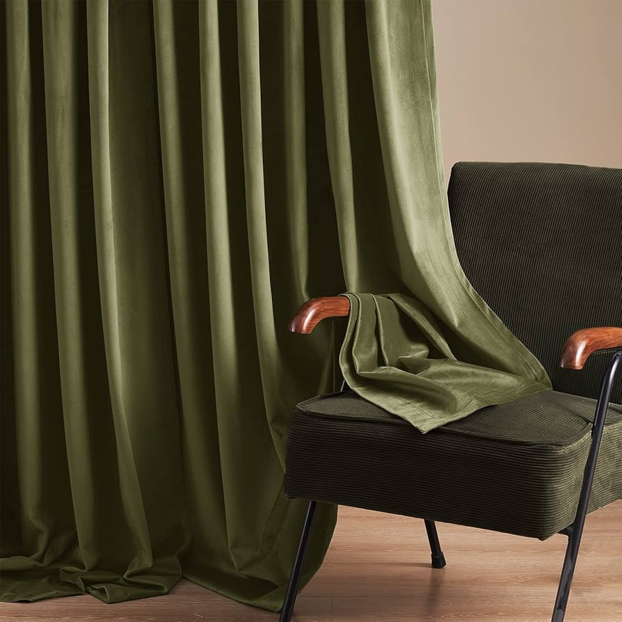 Amazon.com: Topfinel 94 Inch Green Velvet Curtains for