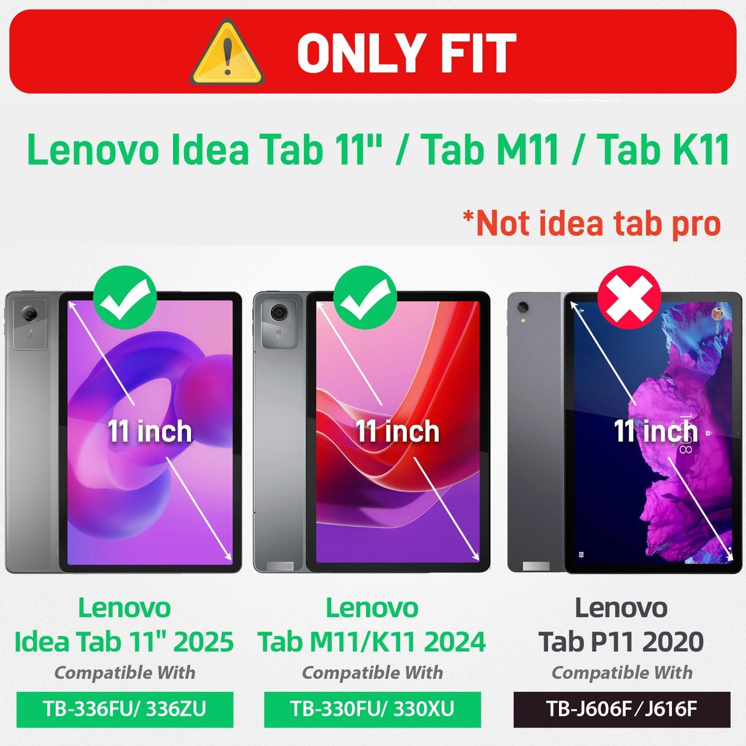 HXCASEAC for Lenovo Idea Tab 11 Case, Tab M11 / K11 Case (TB336FU/TB330FU), Shockproof Design | Screen Protector | Built-in Stand | Pen Holder, Lenovo Idea Tab 11 / M11 Tablet Cover Kids - Red