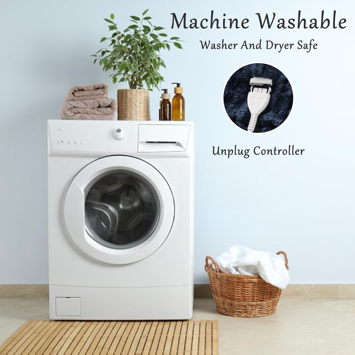 Electric Blanket Heated Twin Blanket, Super Soft Flannel & Sherpa Electric Twin Blanket with 6 Fast Heating Levels, 10 Hours Auto Off & OverHeat Protection, Machine Washable, 62'' X 84'', Navy Blue - Image 8