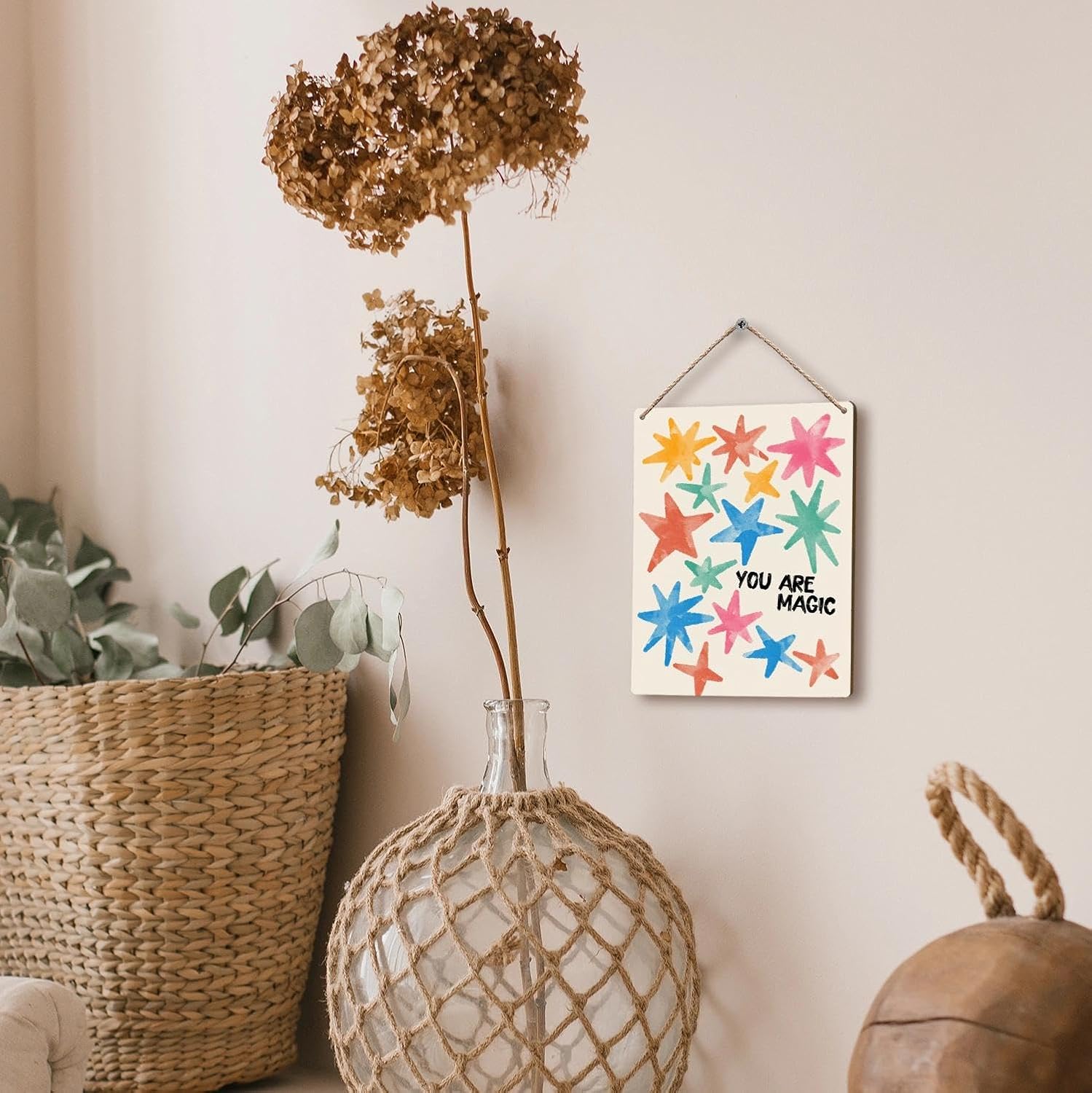 FUGWN Inspirational You Are Magic Hanging Wooden Signs 8x10, Colorful Star Classroom Positive Affirmations Wall Decor Wood Plaque Hanging Decorations for Kids Room Bedroom Door Decor image 4