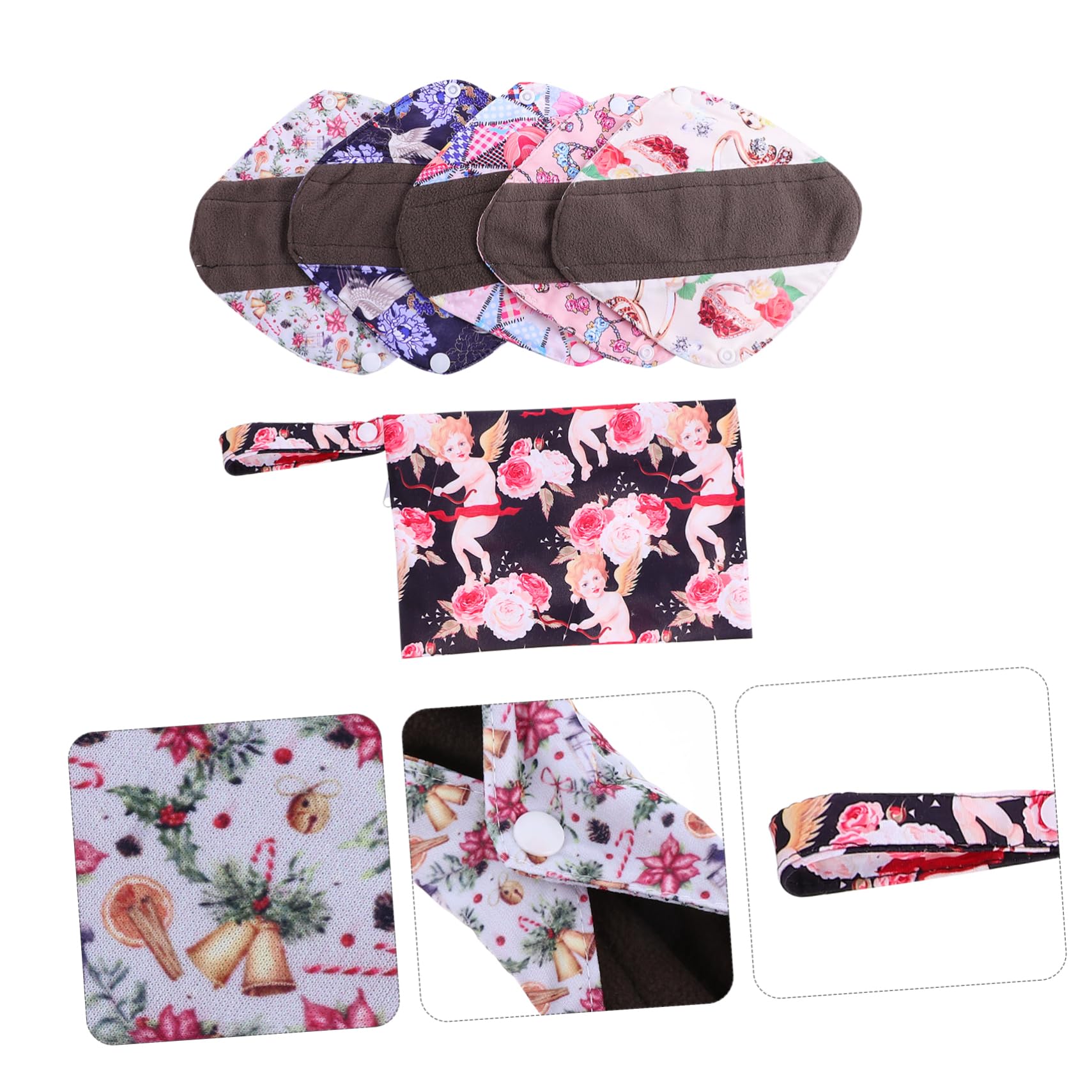 Healeved 15piezas Compresas Menstruales Reutilizables De Con Bolsa De Almacenamiento Almohadillas Sanitarias De Diseño De Botones Presión Transpirables y Ecológicas Para Abundante