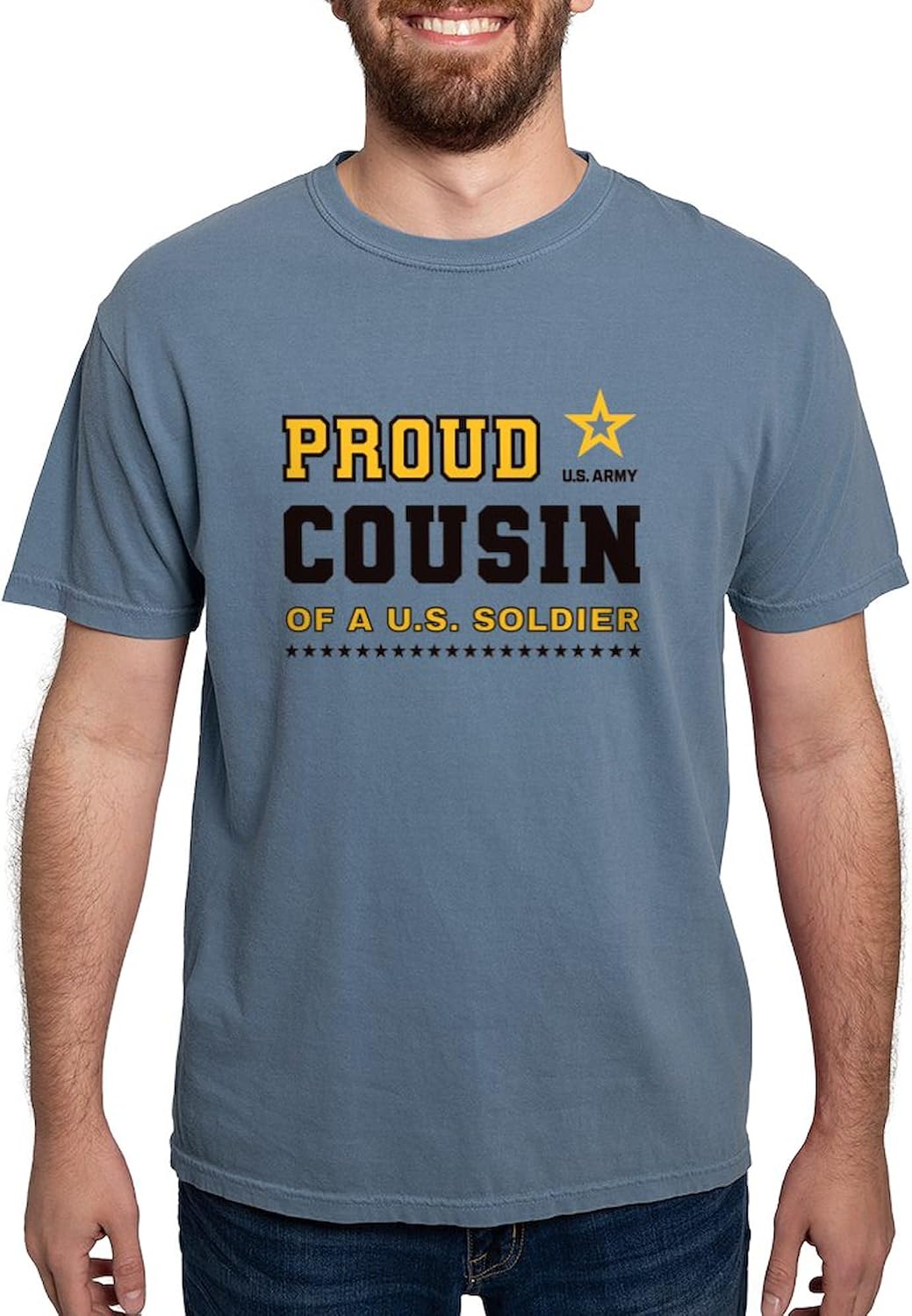 CafePress Proud Cousin of A Soldier Black and Gold T Shirt Mens Comfort Colors Shirt