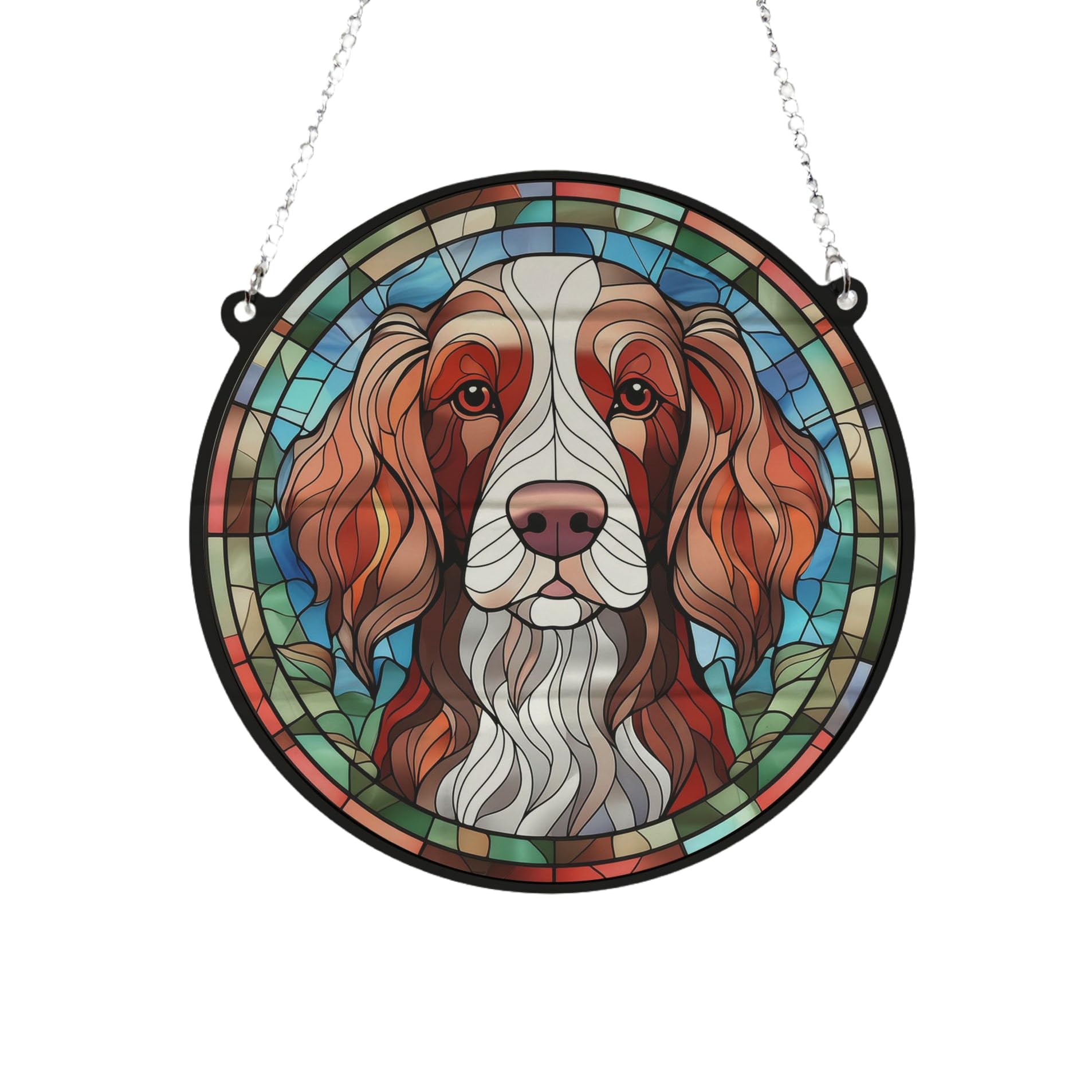 Welsh Spinger Stained Glass Effect Suncatcher Gift for Dog Lovers - 19cm