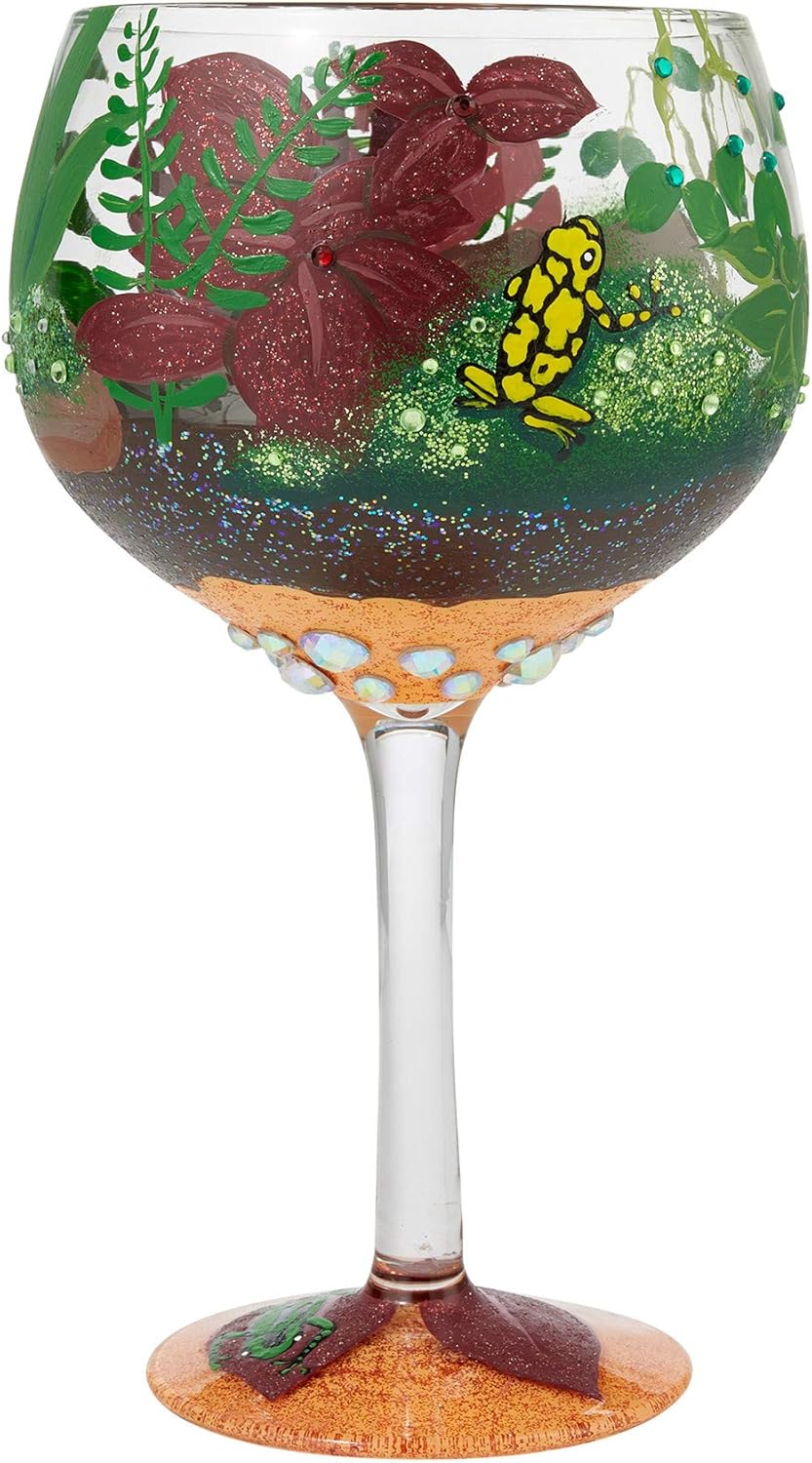 Enesco Designs by Lolita Rainforest Terrarium Copa Artisan Cocktail Glass, 24 Ounce, Multicolor