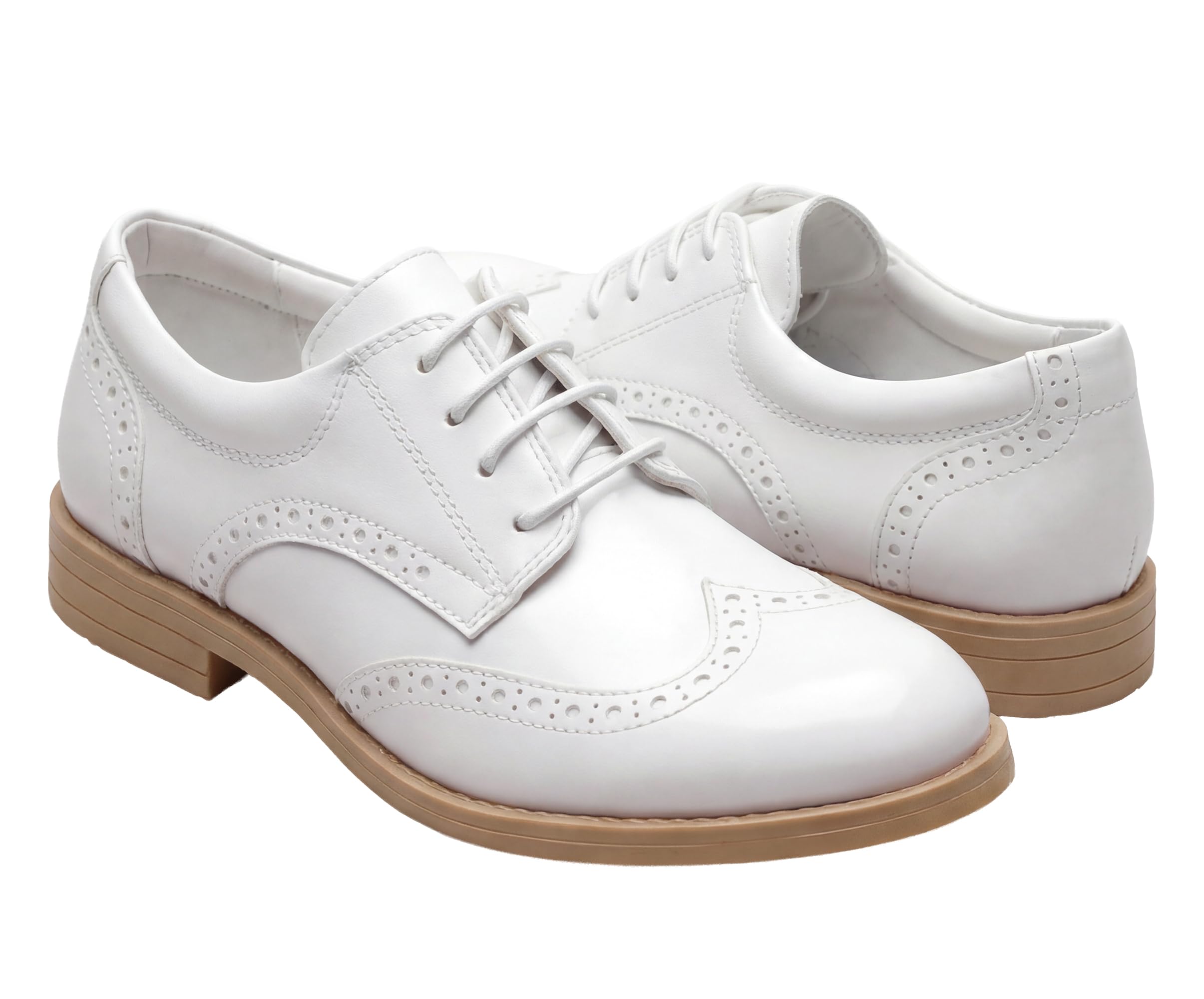 Scarpe Eleganti da Ragazzo in Finta Pelle Verniciata Brogue con Lacci