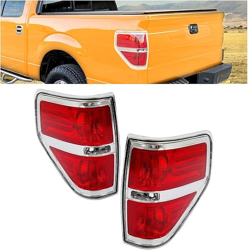 KUAFU Luces traseras, lámpara de freno compatible con Ford F150 2009-2014, repuesto para FO2818143 FO2819143 BL3Z13405B BL3Z13404B carcasa cromada