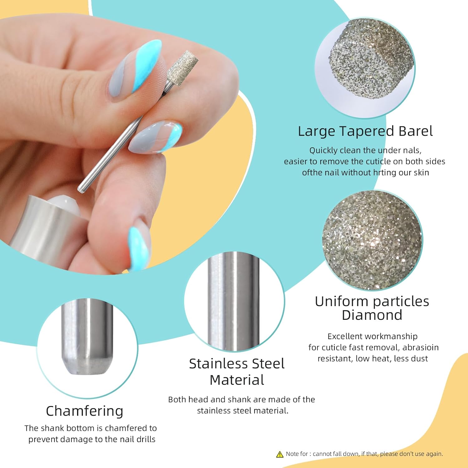 5mm Large Tapered Barrel Cuticle Clean Nail Drill Bit, Russian Diamond Nail Bits Professional Safety Under Nail Cleaner Burr for Cuticle Dead Skin, Electric Nails Drill Accessories, Medium image 5