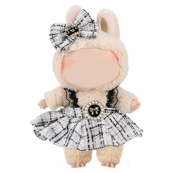 Clothes for Labubu Outfit, Fashion Clothes Set Fit for 17cm Labubu, Cute White Dress Exquisite Accessories for Labubu Collection(No Doll)