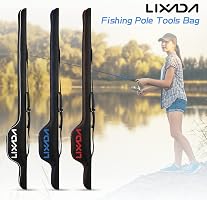 Lixada Sac De Canne à Pêche Pliable 1,6m – étui De Voyage Grande Capacité, Léger, Imperméable Et Confortable (bleu/blanc/rouge)