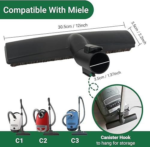 Miniatura 5 de EZ SPARES Reemplazo de Parquet SBB Cepillo de piso liso anticolisión con crin para aspiradora Miele 1.378 in 1 3/8"