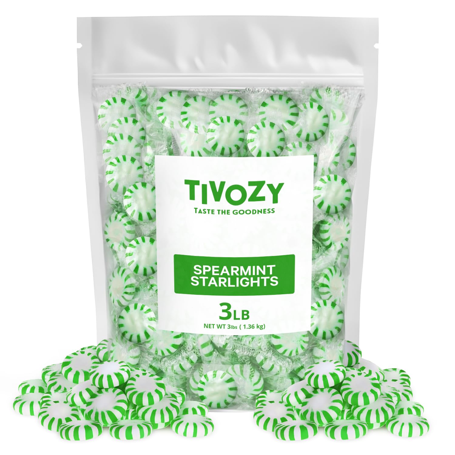 Starlight Spearmint Individually Wrapped Candy, 3 Pound Bulk Pack, Sweets for On the Go Refreshment, Starlight Mints Bulk Candy.