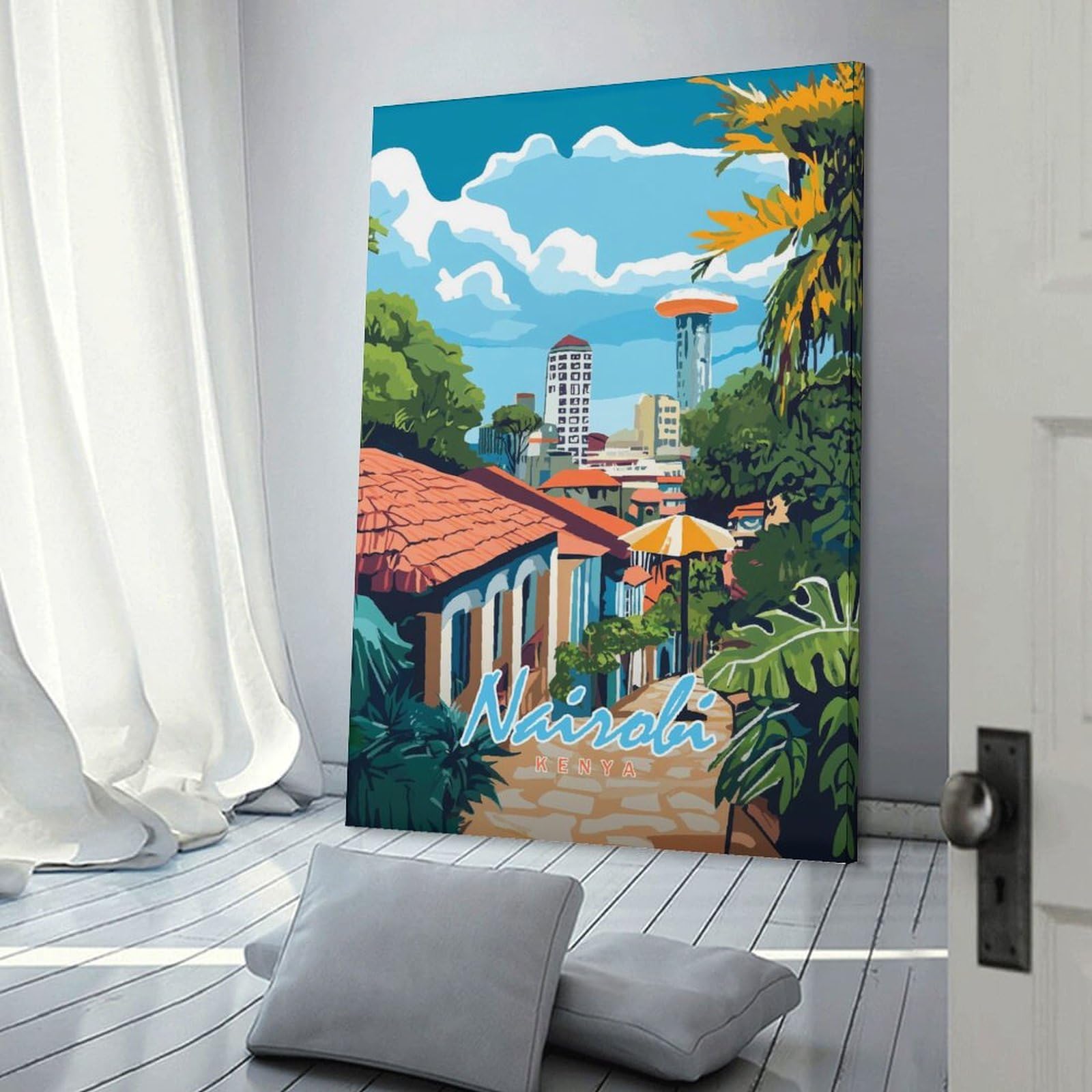 Junmoney Nairobi Cityscape Canvas Wall Picture 24x36inch(60x90cm), for Living Room, Bedroom Or Apartment Walls, Modern Wall Decor for Cosy Interiors