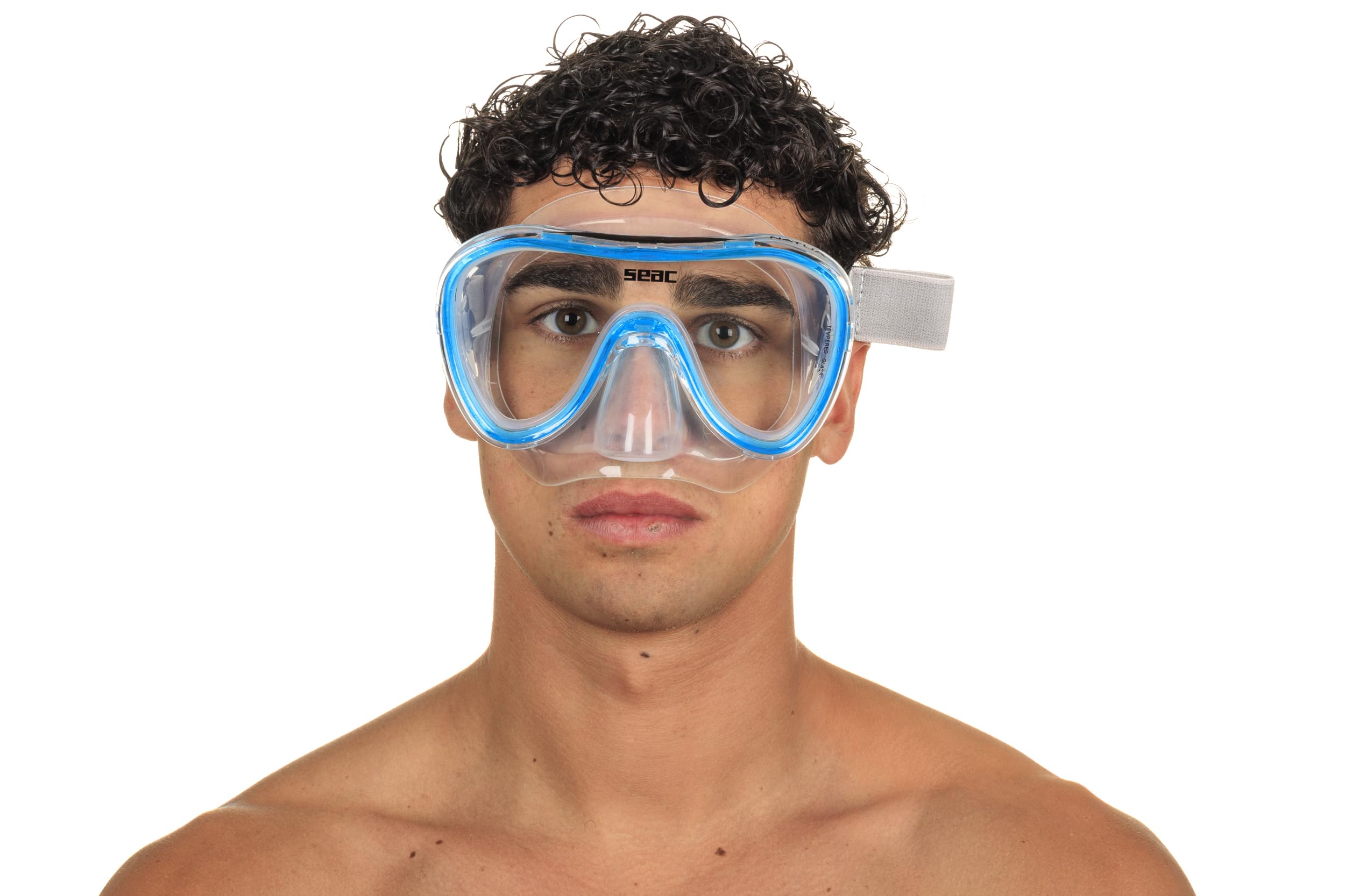 SEAC Amalfi Maschera Snorkeling - Doppia Lente In Vetro Temperato, Silicone Morbido, Cinghie Regolabili