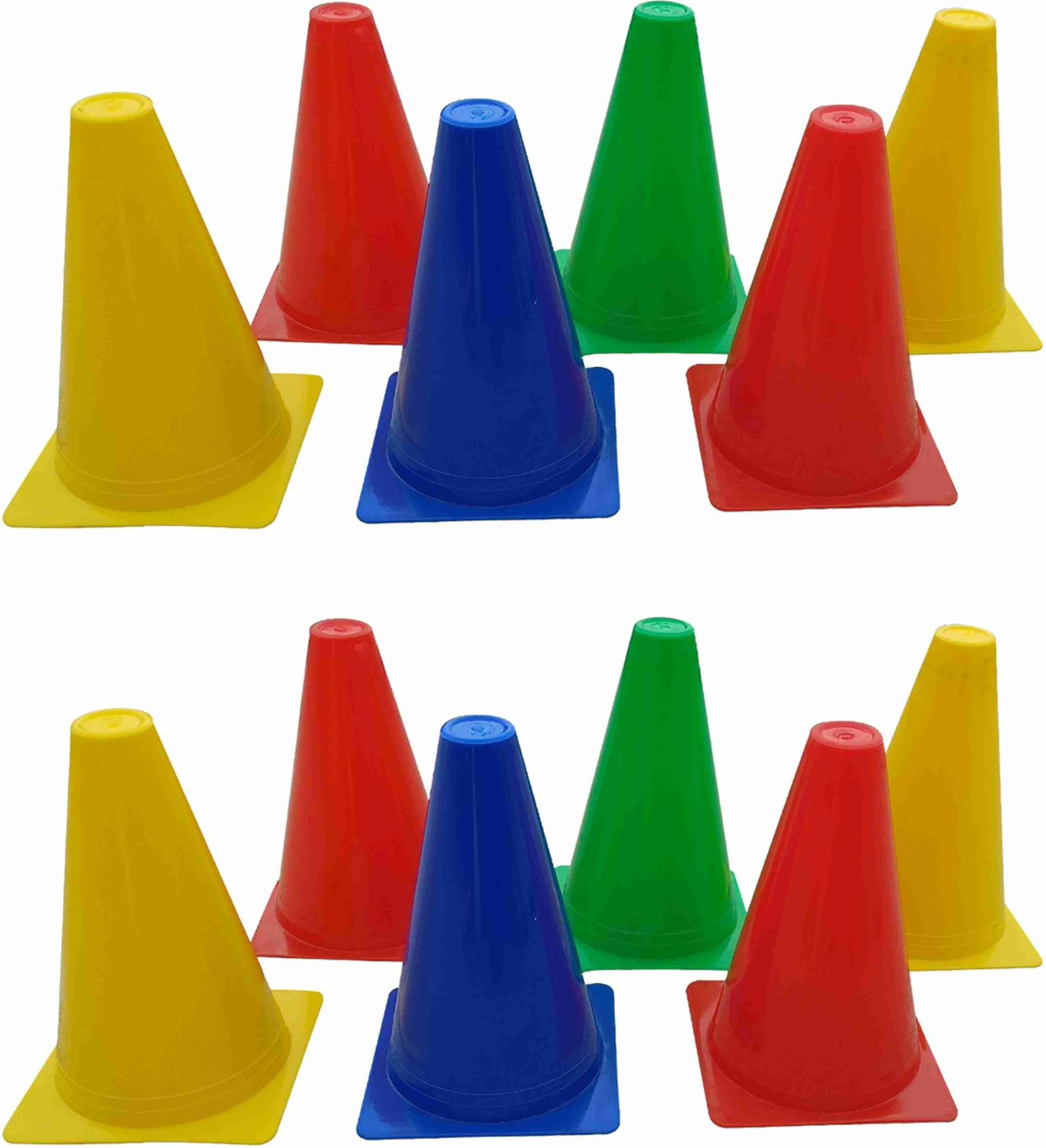 HYORTS® Training Cones, 6 inches (15.24 cm), Set of 12, Multi-Colour Sports Agility Markers for Football,Cricket Basketball and Many More-image-46