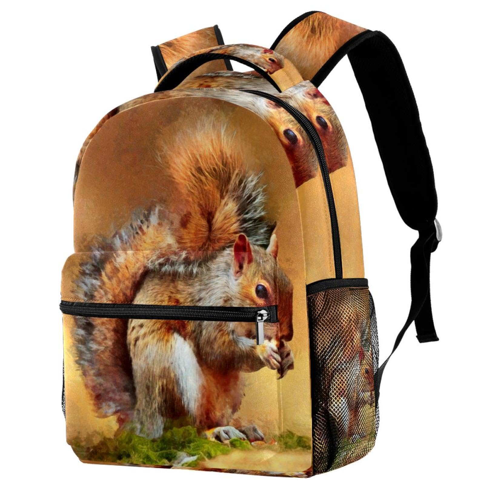 Sac à dos d'école peinture écureuil multicolore grand compartiment - 7