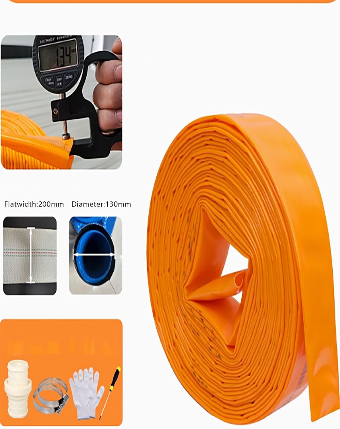 Agricultural PVC Lay Flat Hose,5Inch for Water Transfer – for Pool Backwash, Pond Drainage, and Irrigation Program(20meter)