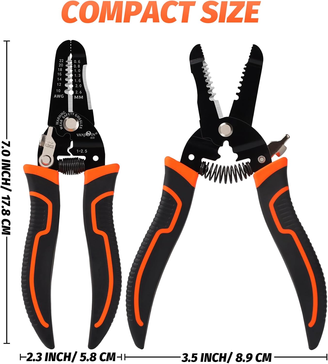 7 Inch Wire Stripper Cutter with Crimper - Multi-Function Hand Tool for Stripping, Cutting, and Crimping 22-10 AWG Cables - Precision Wire Stripping Pliers for Wiring Projects