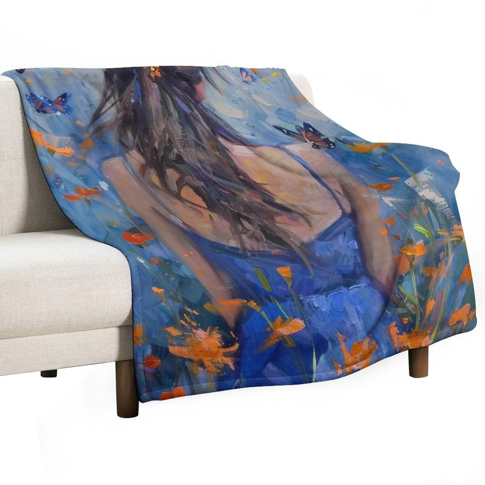 YHGSREUOH Butterfly Woman 01 Flannel Blankets Fleece Soft Throw Lightweight Plush Gifts for Couch, Bed, Cozy Sofa Plush, Chair, Lovers 175x200cm(70x80in)