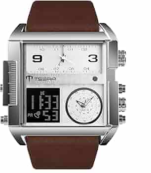 Buy TSERA T1007 Brown Leather Strap & Silver Dial Multifunction