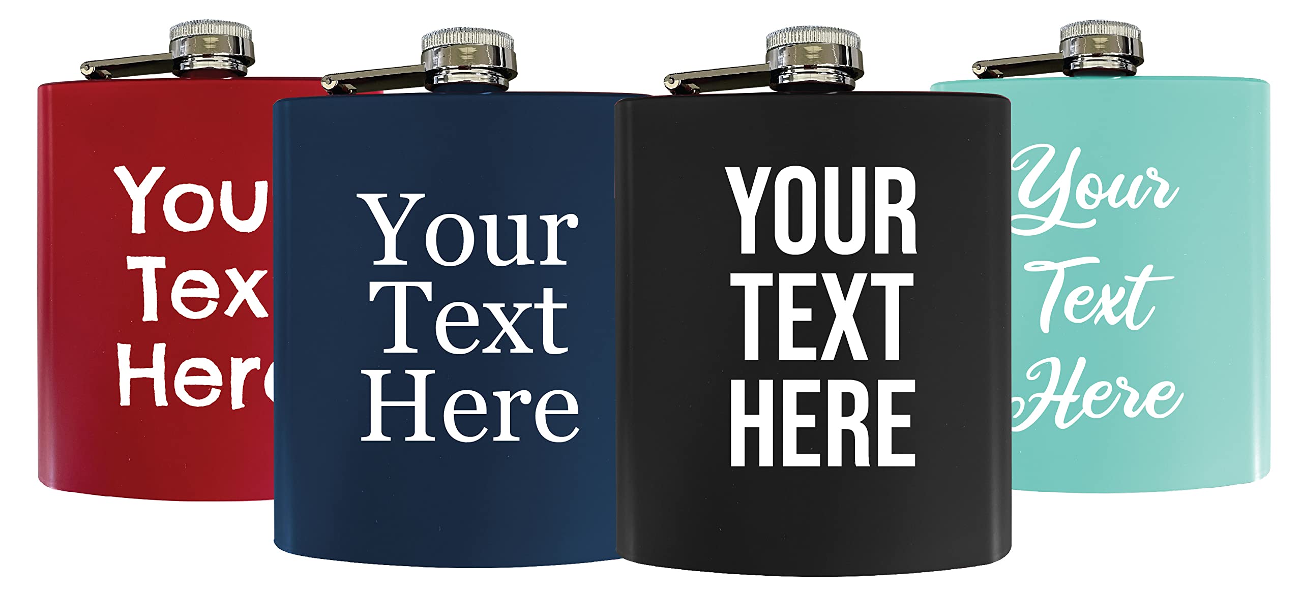 Customizable Matte Finish Stainless Steel 7 oz Flask Personalized with Custom Text