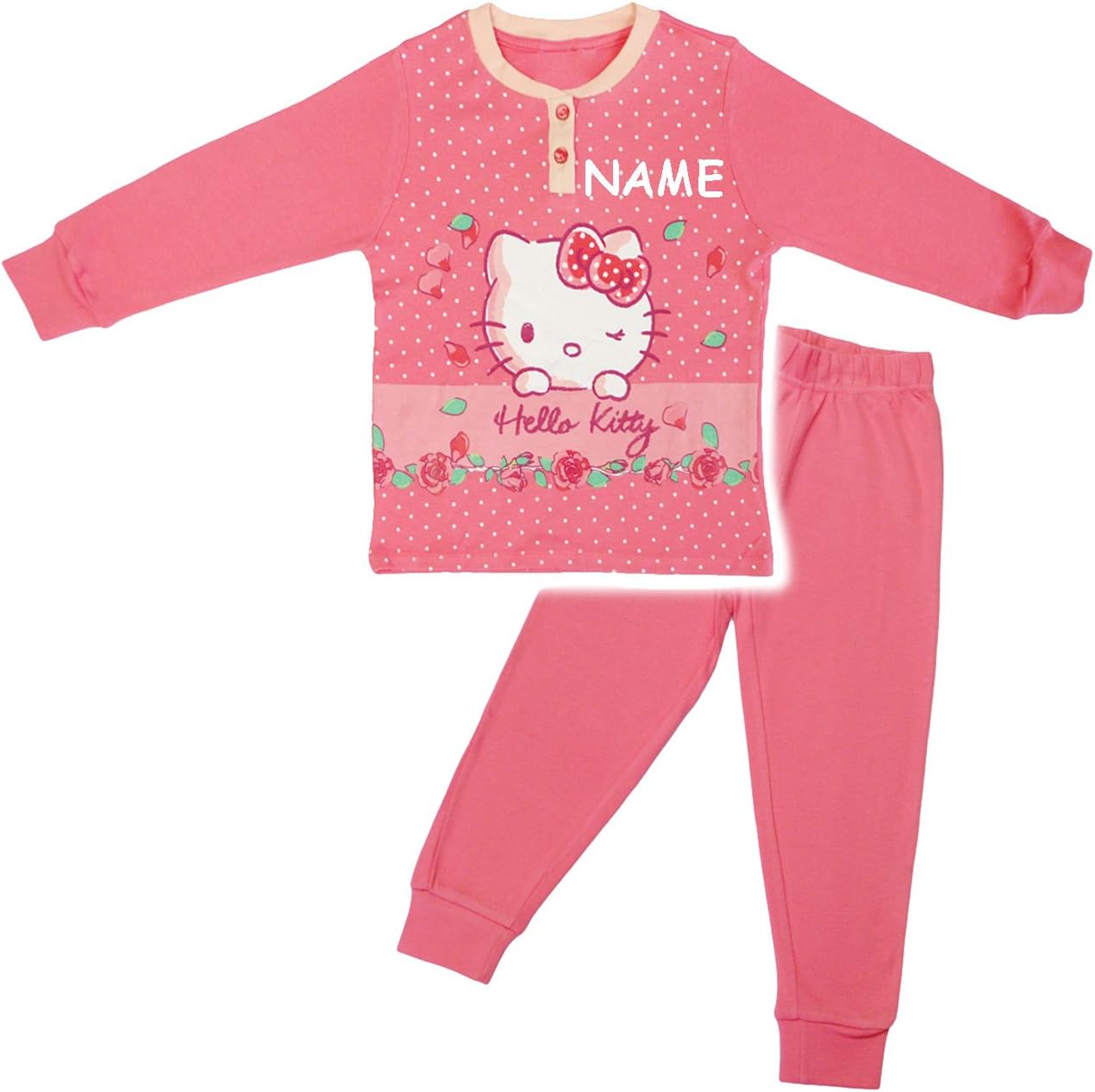 Hello Kitty Schlafanzug Für Mädchen - Langarm Pyjama Set In Gr. 116-140