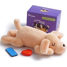 Fuzzwoof Remote Controlled Heartbeat Dog Toy, 8-Sounds & Heartbeat Simulation Plush Toy for Puppy Sleep Aid & Anxiety Relief, Crate Training, Rechargeable Calming Companion