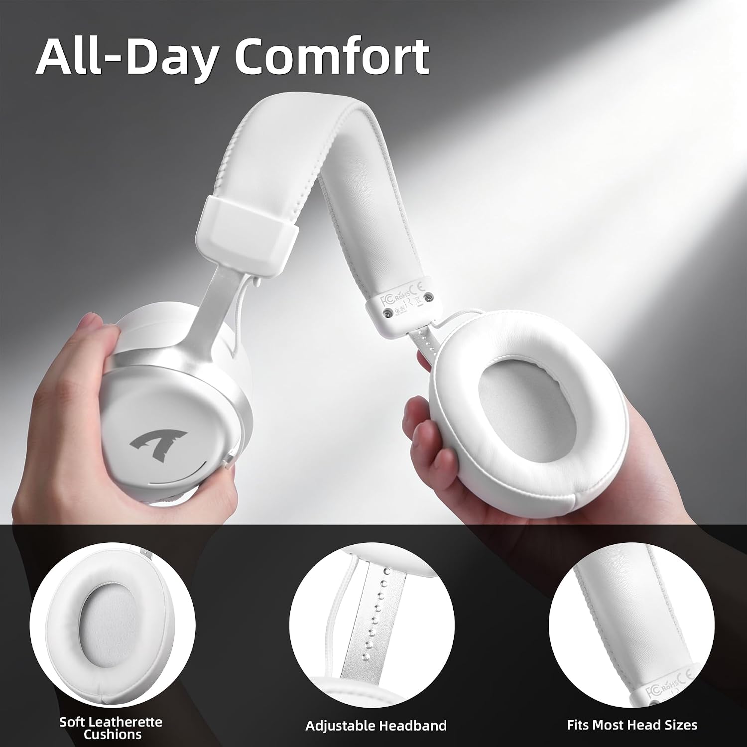 ATTACK SHARK L50PRO Wireless Gaming Headset with Detachable Mic, White | 53mm Drivers, 2.4GHz Low Latency, Bluetooth 5.3, 3.5mm Wired, 7.1 Surround Sound, Up to 64H Battery, 264g Lightweight, AI Mic