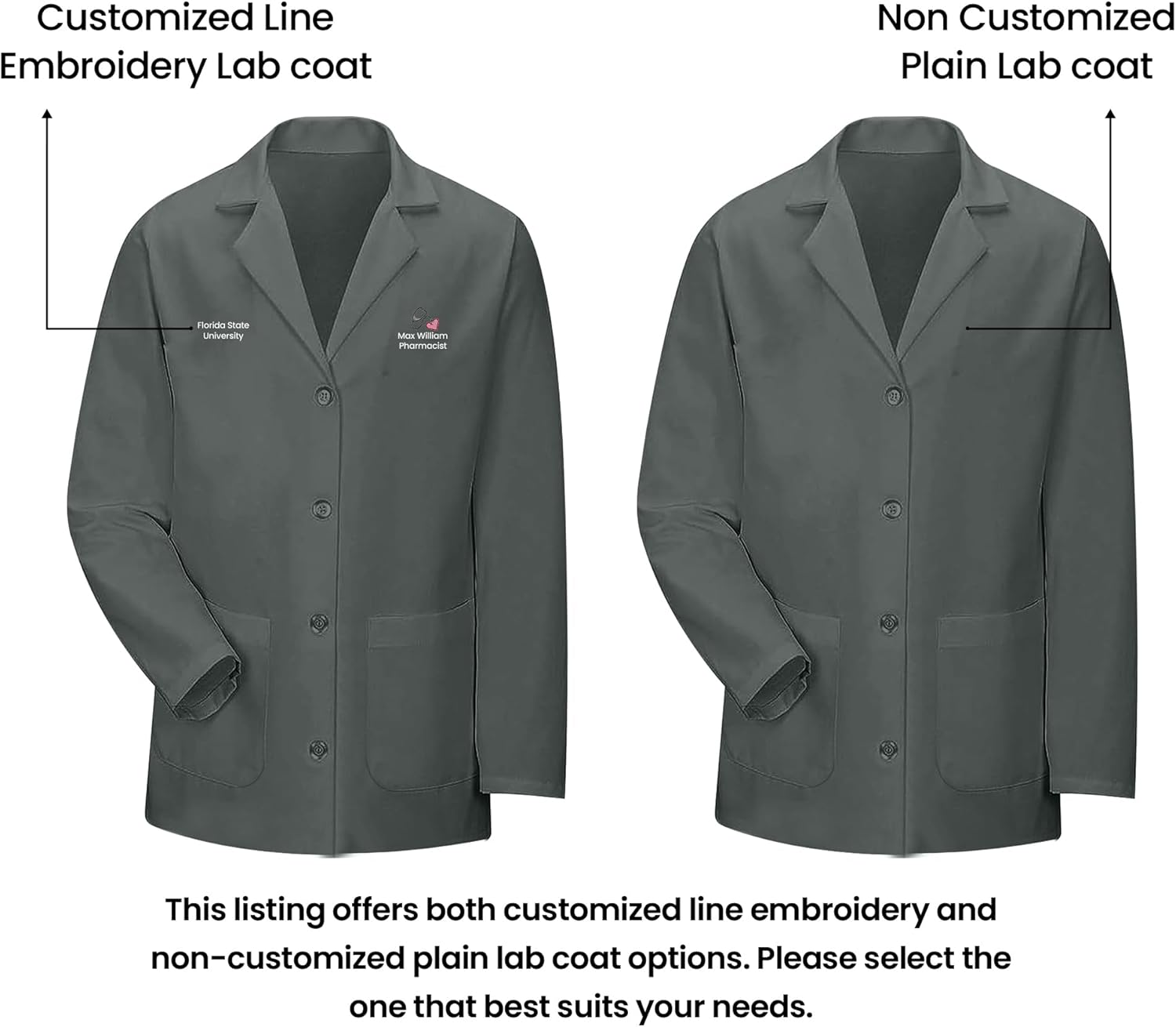 HEEDFIT Panda Uniform 29” Unisex Lab Coat – Personalized Embroidery, Scrub Coat Black