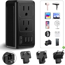 Upgraded 2000W 220V to 110V Voltage Converter US to Europe, Power Converter Adapter Combo for Hair Dryer, Power Converter European Travel Converter with 1 USB A 3 Type C for 160 Countries (3C1U)