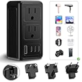 Upgraded 2000W 220V to 110V Voltage Converter US to Europe, Power Converter Adapter Combo for Hair Dryer, Power Converter European Travel Converter with 1 USB A 3 Type C for 160 Countries (3C1U)