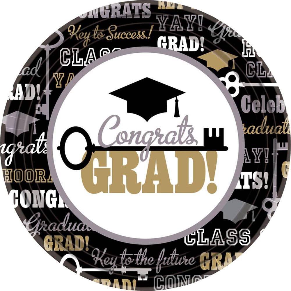 Amscan Key To Success Dessert Plates (60 Piece), 7 inches