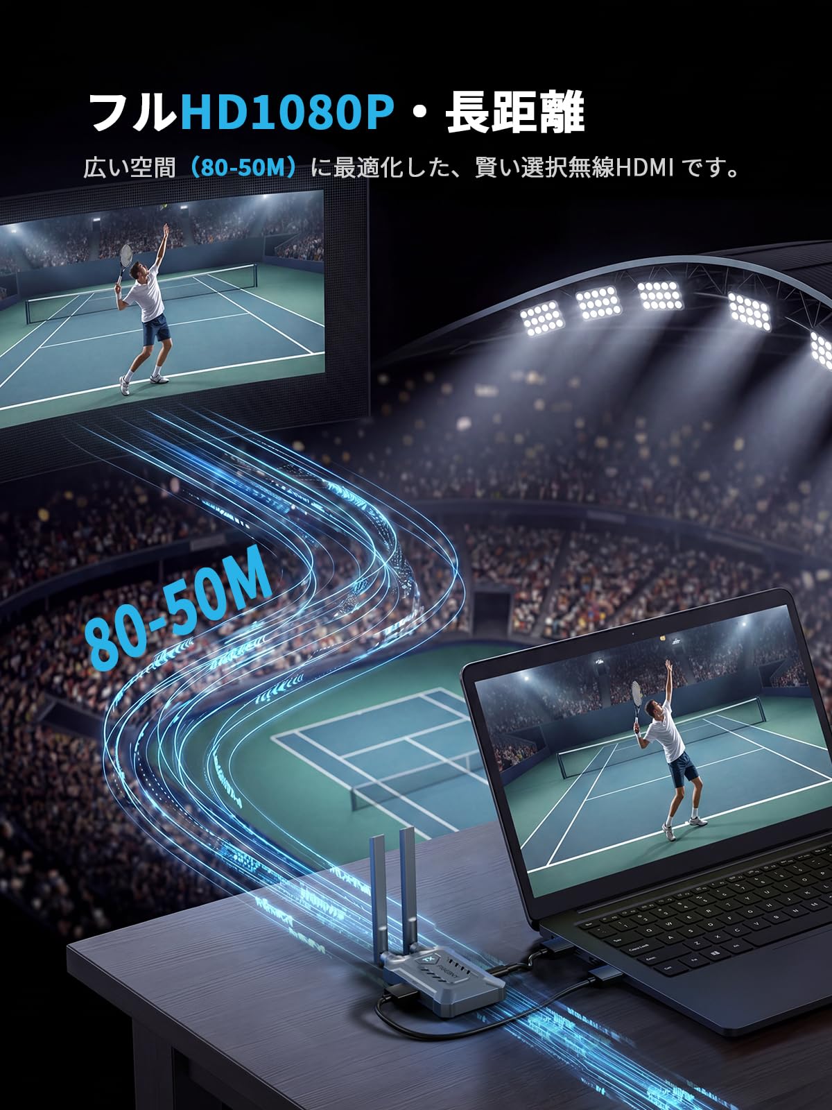 Amazon.co.jp: FIGEBNY ワイヤレスhdmi 無線 送受信機セット 120m伝送