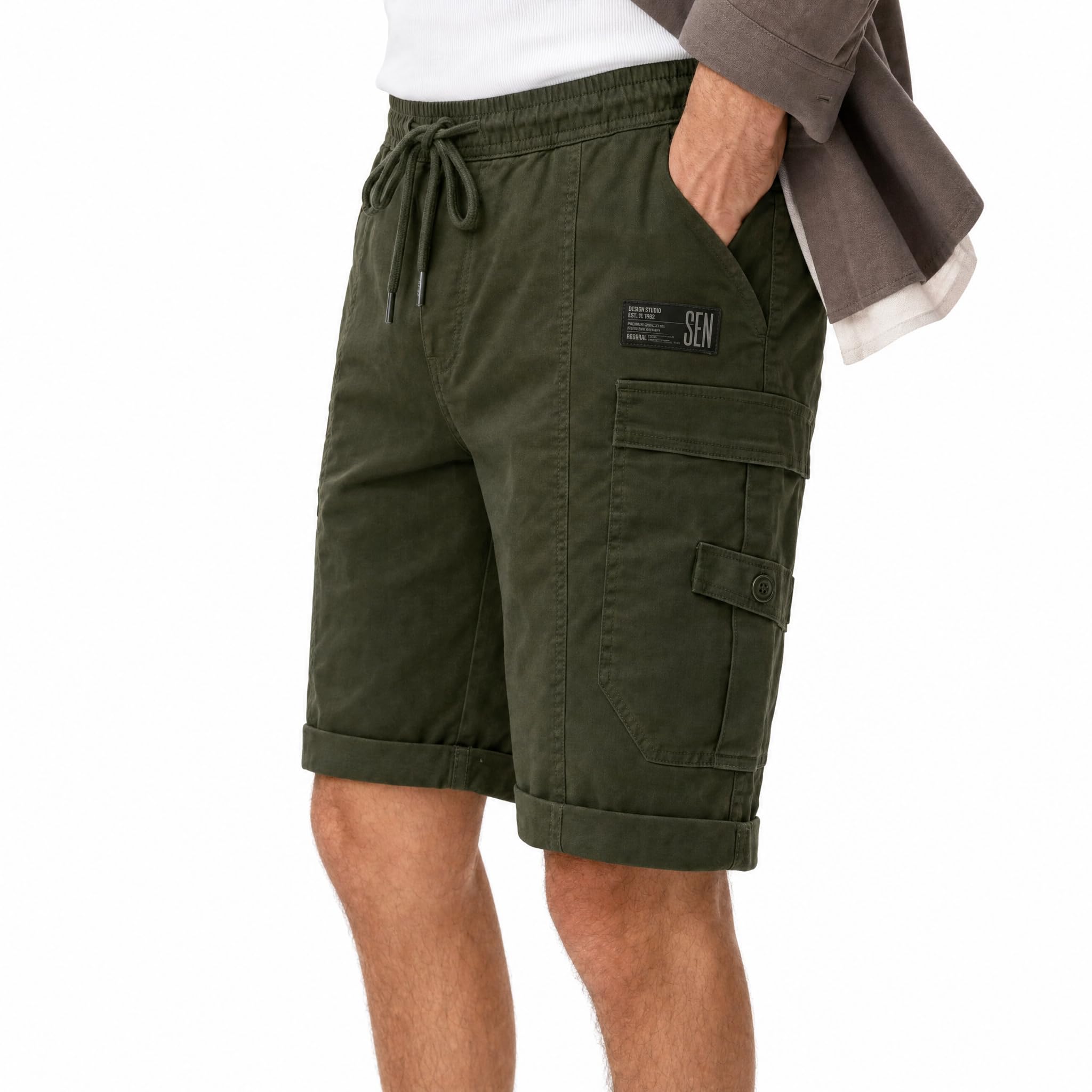 lymio Men Shorts | Men's Cargo Shorts | Regular Fit Casual Wear Short Pant for Men | Multi-Pocket Lightweight Cotton | Summer & Adventure Ready (New-Short-09-12)-picture-24