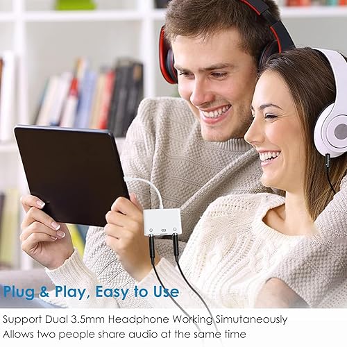 Miniatura 2 de Sanjyut Adaptador de auriculares Lightning a Dual de 0.138 in para iPhone Dual 0.138 in conector de auriculares y adaptador de carga para iPad