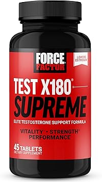 Force Factor Test X180 Supreme, Mens Testosterone Support Supplement to Enhance Performance, Lower Estrogen, Support Muscle and Strength, and Boost Male Vitality, 45 Tablets