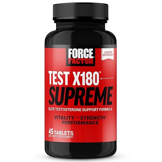 Force Factor Alpha King Supreme Testosterone Booster for Men with Fenugreek Seed and Ashwagandha to Increase Drive and Vitality, Boost Performance, and Build Muscle and Strength, 45 Tablets