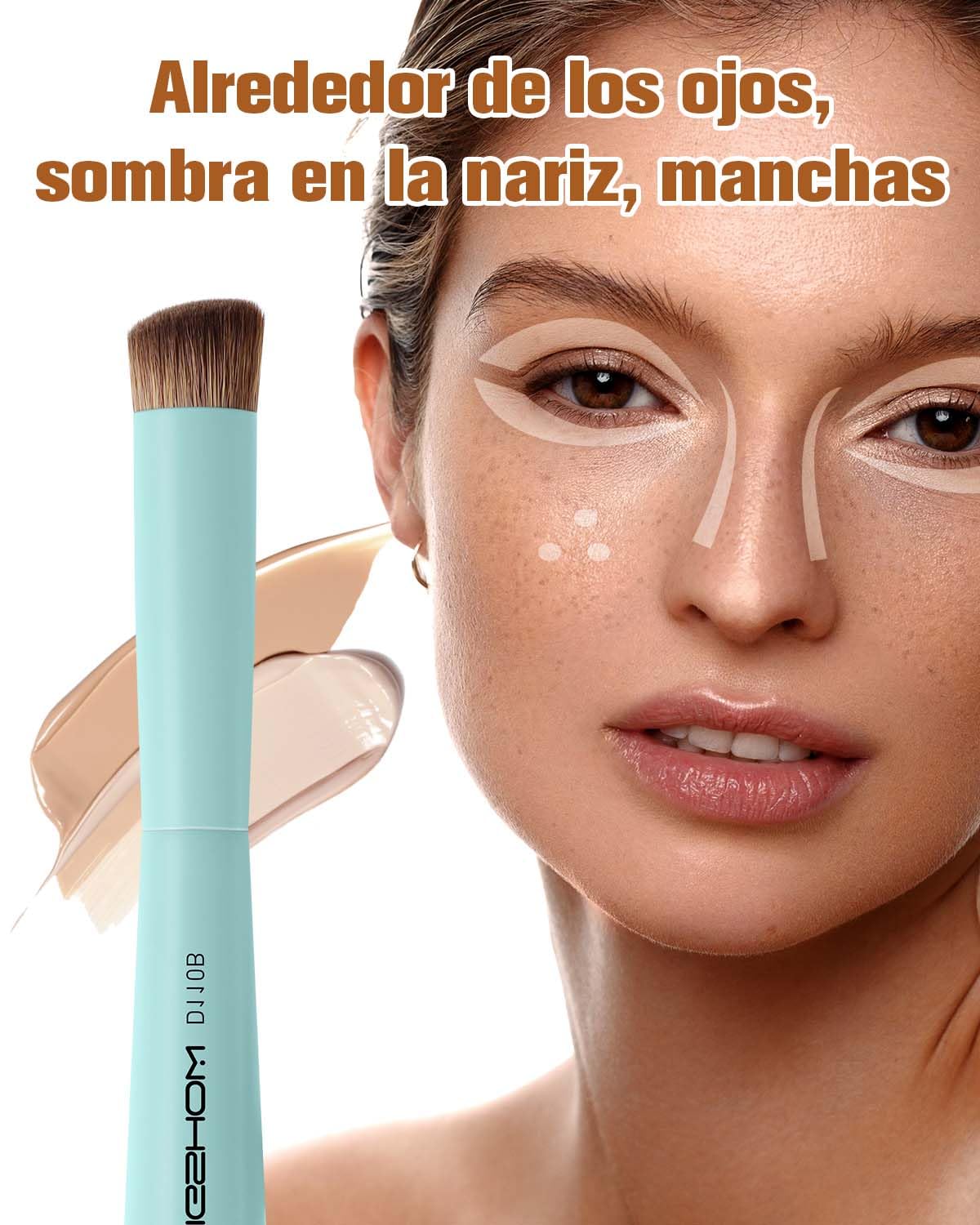 EIGSHOW Brocha de Maquillaje Doble Punta Base y Corrector, Vegana Libre de Crueldad D110 Cian