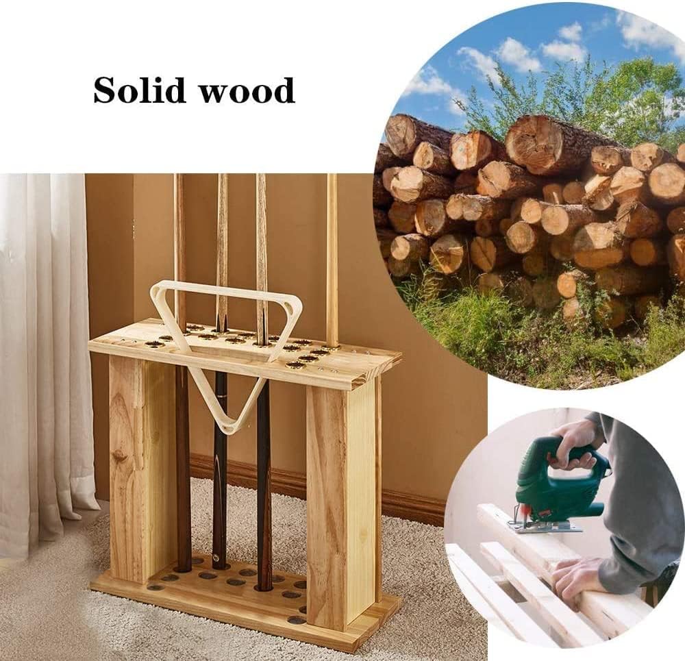 Billiard Stick Stand -Standing Cue Rack,Solid Wood,Fishing Rod Rack,Holds 16 Cues,Pool Stick Holder,School,Billiard Room