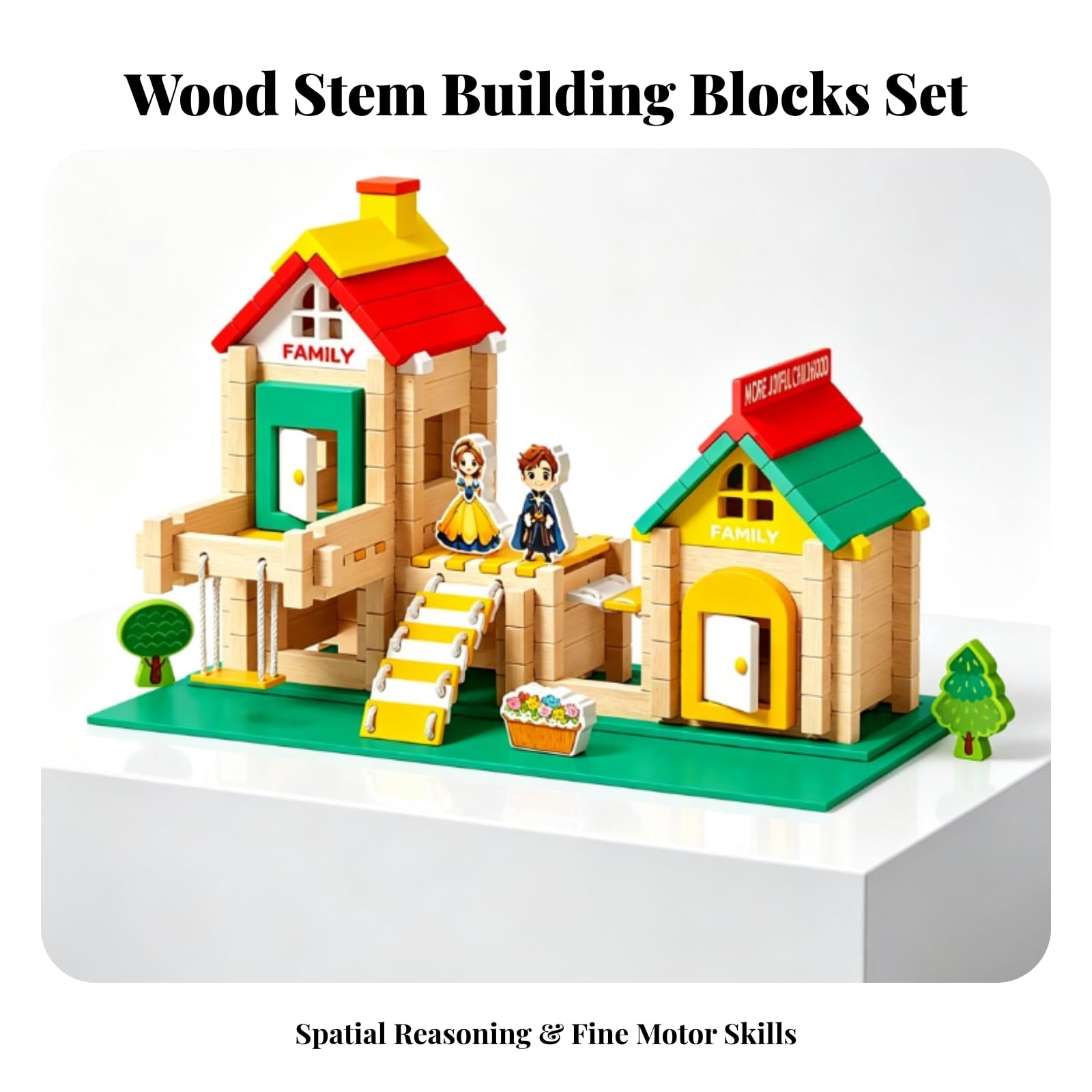 Jeu Cotruction DIY en Bois Créatif | Adapté pr Mai, Jeu Cotruction Éléments Architecturaux Colorés, pr Crèche