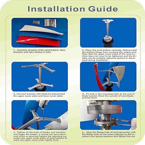 Miniatura 4 de Kit generador de turbina eólica, 400 W, 12 V/24 V, 3 aspas, portátil, vertical, hélice, generador de turbina eólica, kit de generador de turbina