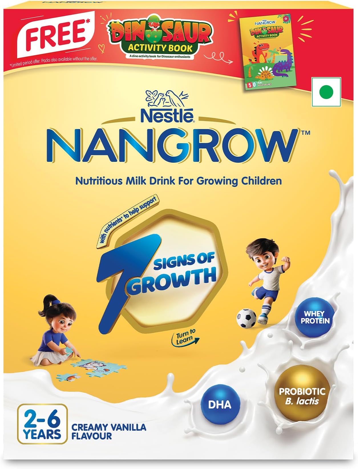 Nutritious Milk Drink Powder For Growing Children Toddler Aged 2-6 Years | Contains DHA | Rich In Protein & Vital Nutrients | Creamy Vanilla Flavor, 400g, BIB Pack (Package May Vary)
