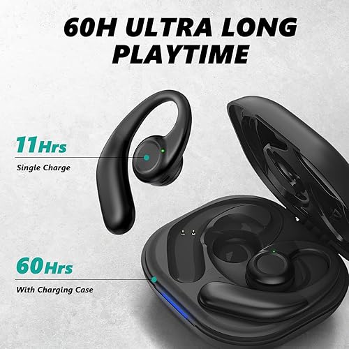 Miniatura 6 de Auriculares de oído abierto, auriculares Bluetooth 5.3 con tiempo de reproducción de 60 horas, IPX7, impermeables, inalámbricos, inmersivos, sonido