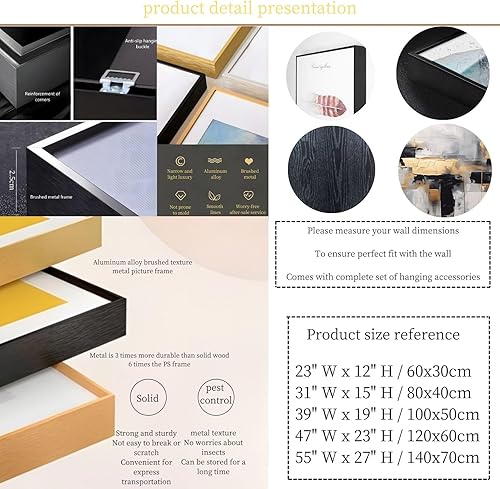 Miniatura 4 de Lienzo decorativo para pared, lienzo blanco y negro, decoración de pared en lienzo negro y dorado, arte de pared de tinta negra, pintura negra