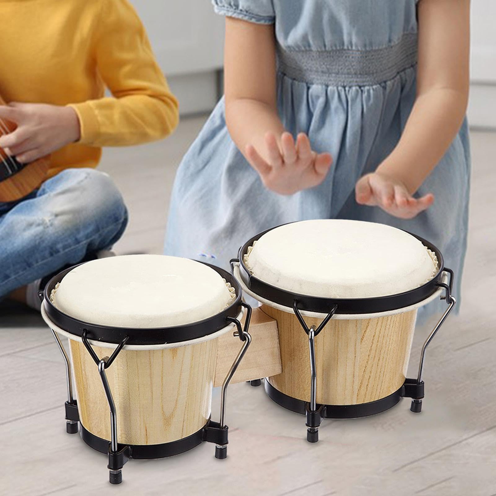 Tambores de Bongó de Madera Tambor educativo hecho en madera | Instrumento Musical de Percusión Educativo y Didáctico Apto para niños, adolescentes y adultos de todas las edades