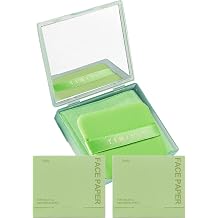 Oil Blotting Paper - 300 Sheets w/Mirror, Puff & Refills, Absorbs Excess Face Oil, Controls Shine, Gentle for Makeup Use.