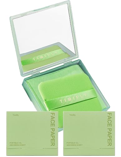 Oil Blotting Paper - 300 Sheets w/Mirror, Puff & Refills, Absorbs Excess Face Oil, Controls Shine, Gentle for Makeup Use. - A - 1 Count (Pack of 3)