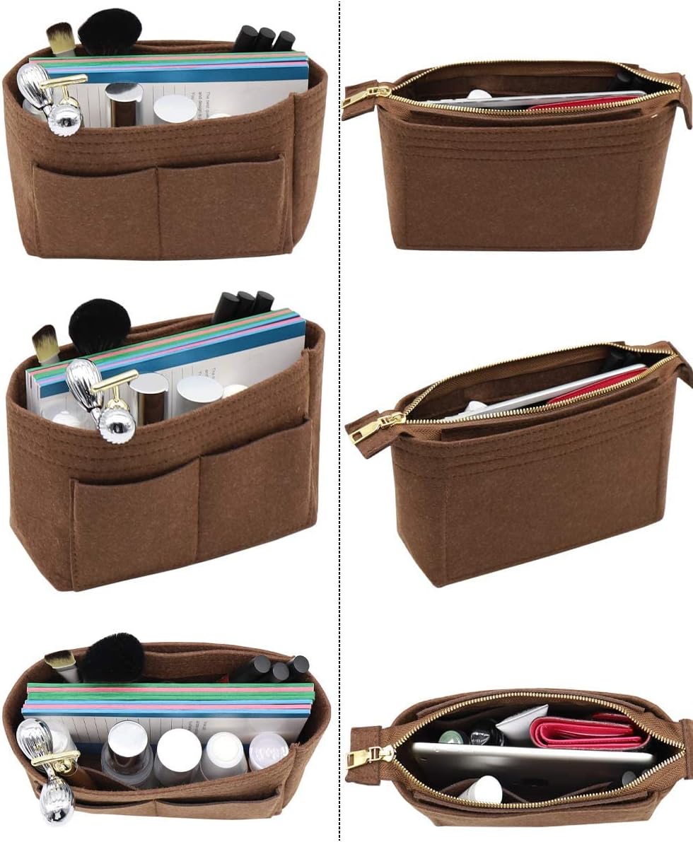 LEXSION Organizer,Bag Organizer,Insert purse organizer with 2 packs in one set fit NeoNoe Noé Series perfectly Brown - Image 3