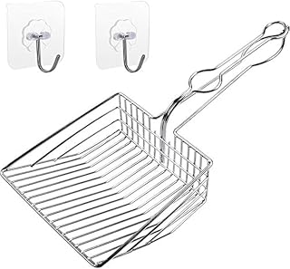QUALIALL All Metal Jumbo Cat Litter Scoop with Holder - Stainless Steel Sifter for Fast Clumping Litter Scooping