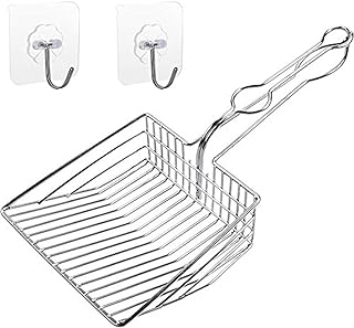 Qualiall All Metal Litter Scoop, Solid Metal Sifter, Cat Litter Scoop Metal Jumbo, Cat Urine Scoop, Litter Scooper with Holder, Litter Scooper Holder, Jumbo Cat Litter Scoop Sifter Scooper Holder